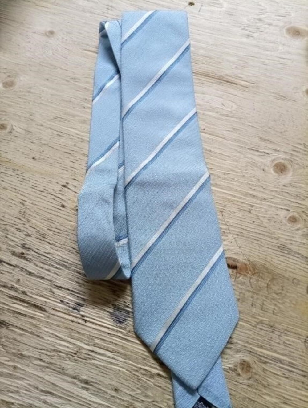 Giorgio Armani Light Blue Striped Silk Tie XL Tall Made In Italy